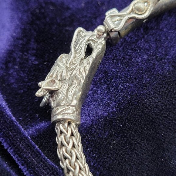 NEW Double Dragon Silver Filigree Weave Bracelet Hardy Style Goth Fantasy Magic - Picture 10 of 12